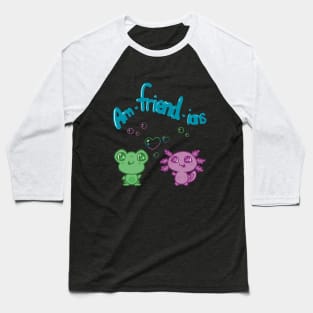 Frog and Axolotl Kawaii Best Friends Baseball T-Shirt